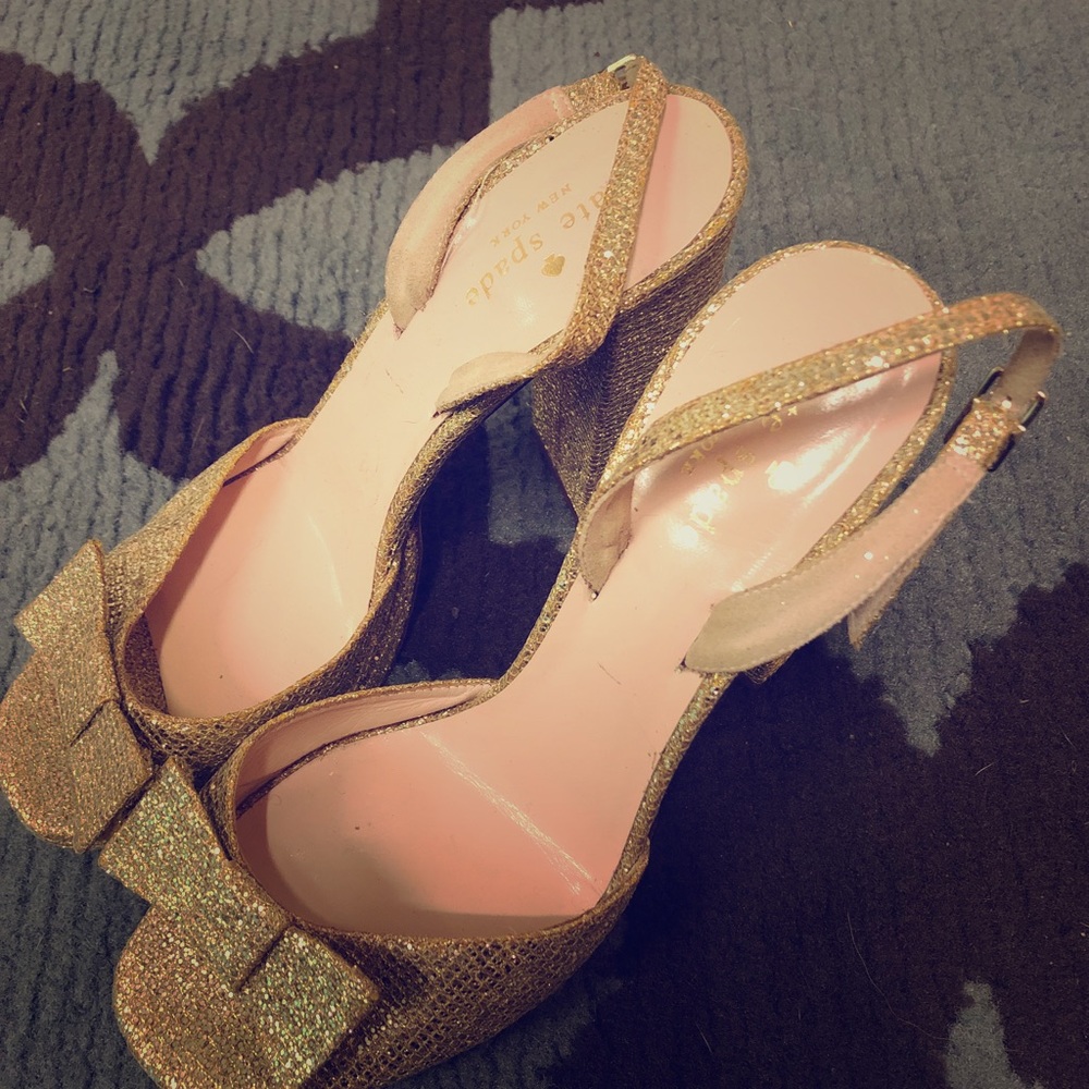 Kate Spade glitter gold heel shoes